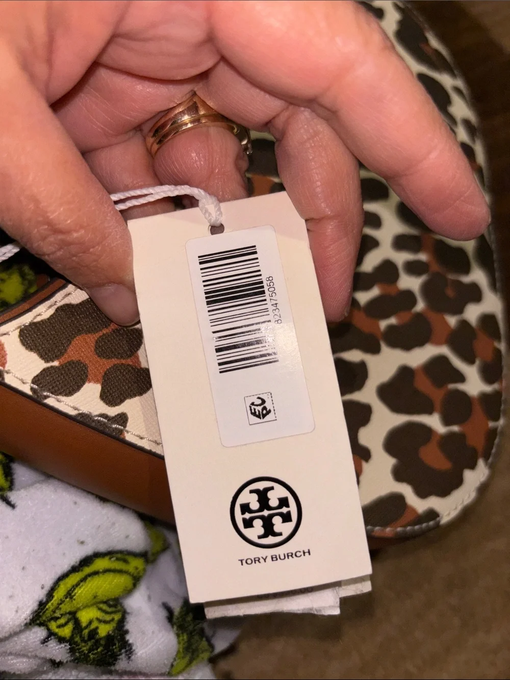 Tory Burch Leather-Trim Leopard Print Shoulder Bag in Brown/Tan